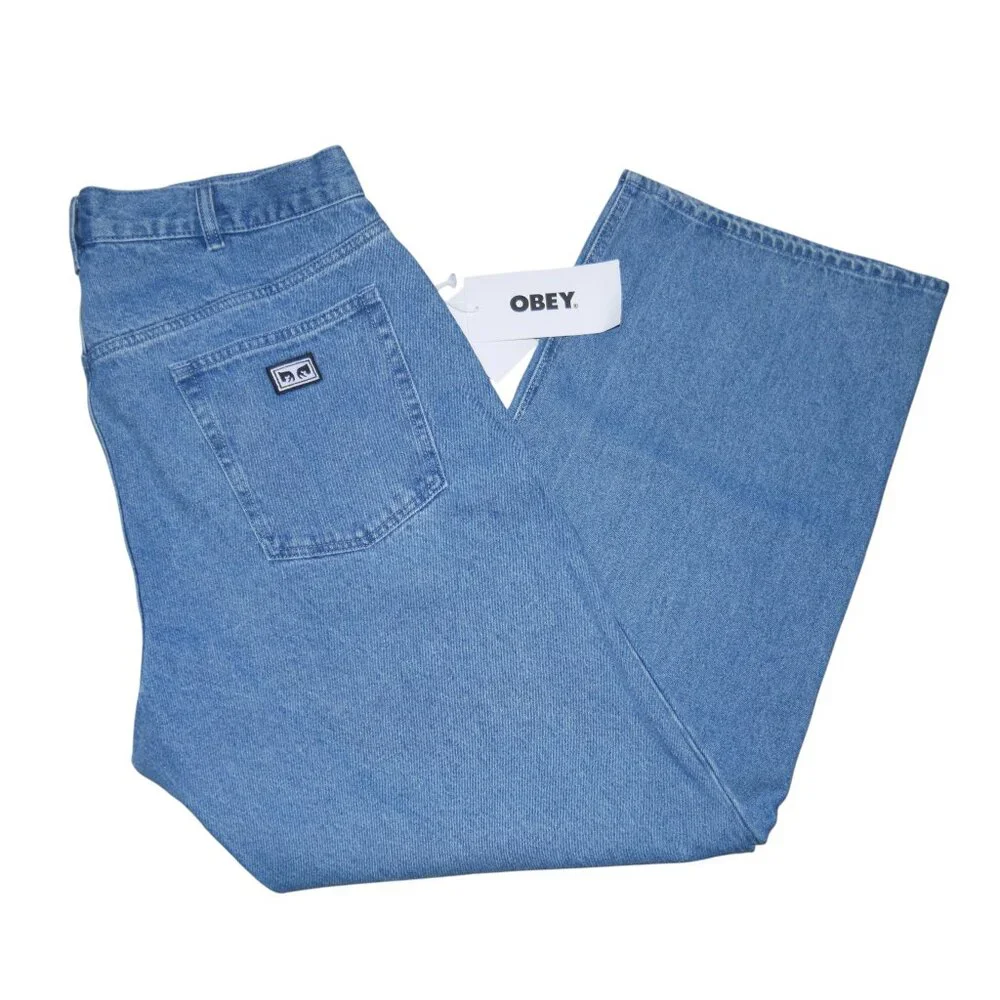 OBEY Bigwig Mens Baggy Jeans Men's Size 36x32 Loose Fit Light Wash Denim NWT